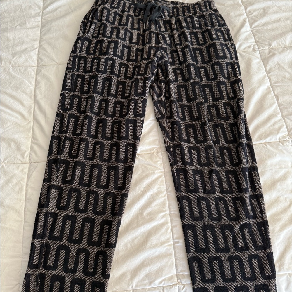 Todd Snyder Black & Gray Geometric Knit Jogger Pants